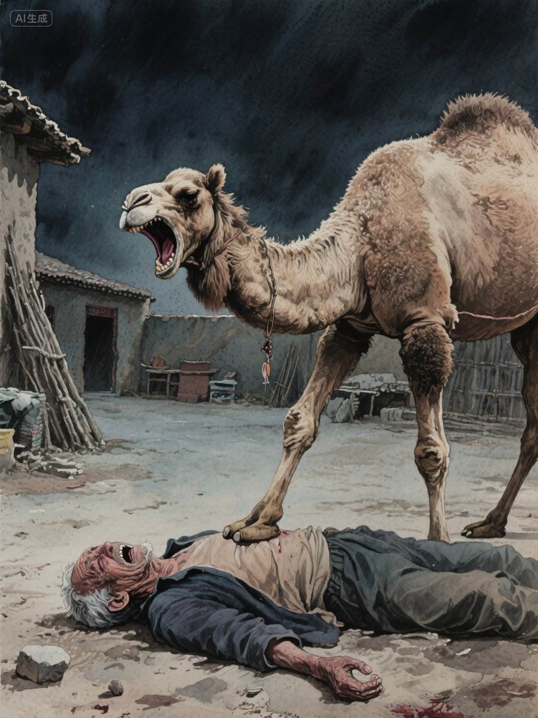 圍欄裡的母駱駝