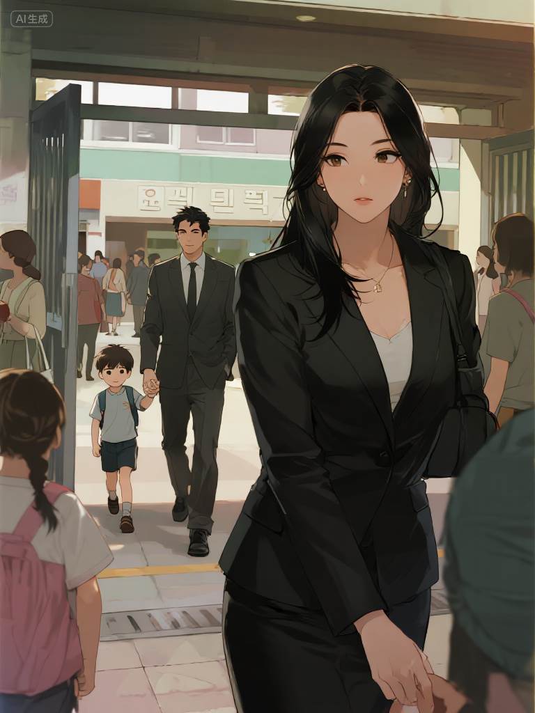 開學這天，丁克老公帶私生子報名