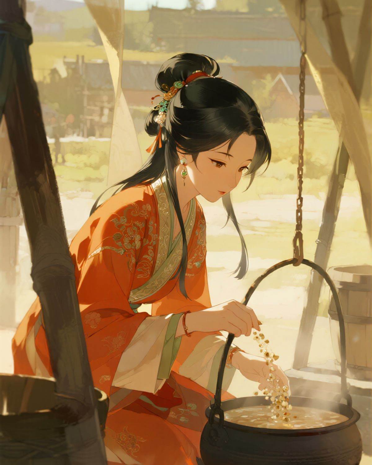 災年逃荒，農家孤女吃魚又吃肉？