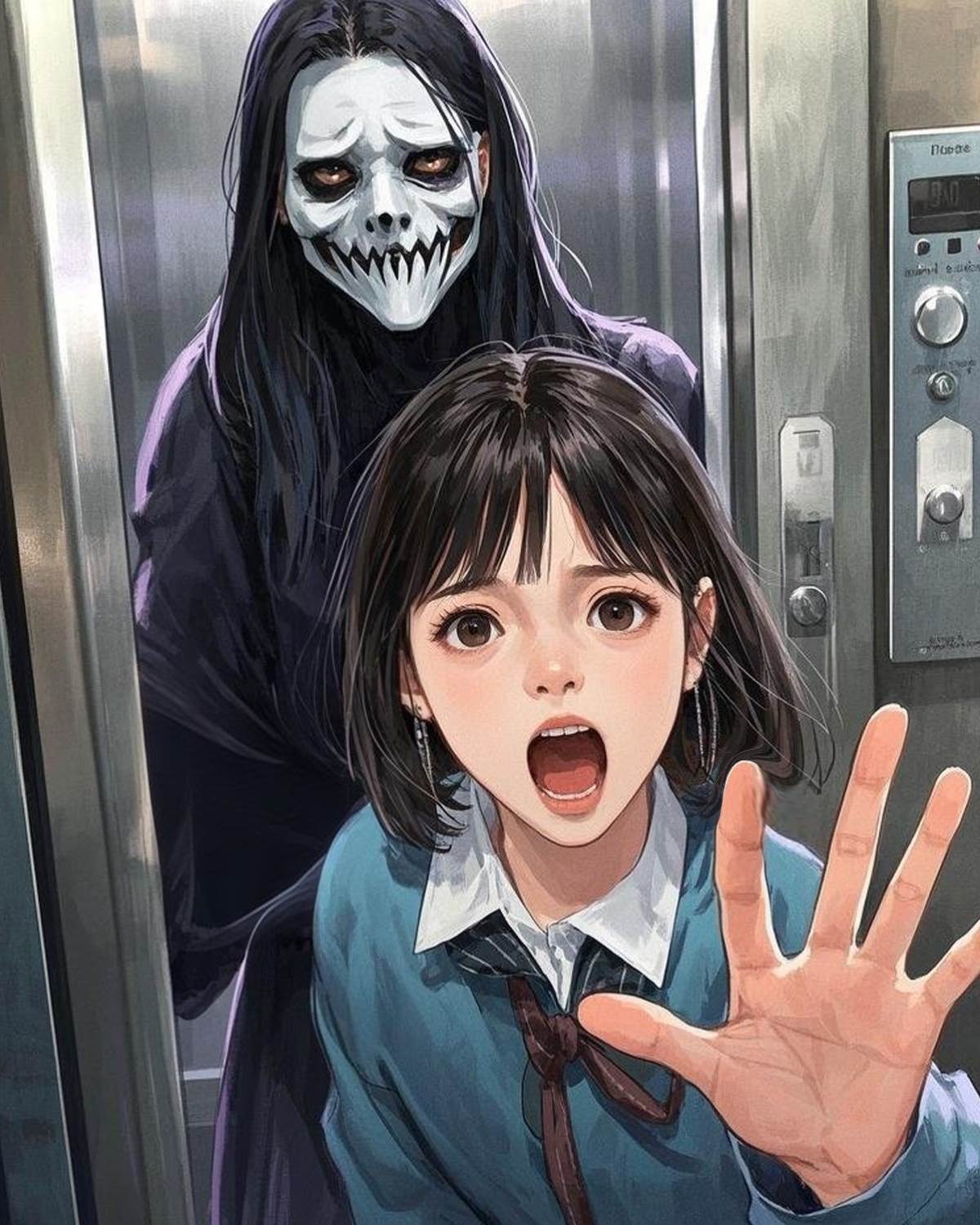 鄰居戴上鬼面具嚇死我女兒后