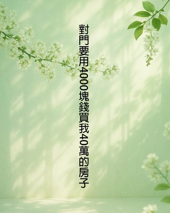 對門要用4000塊錢買我40萬的房子