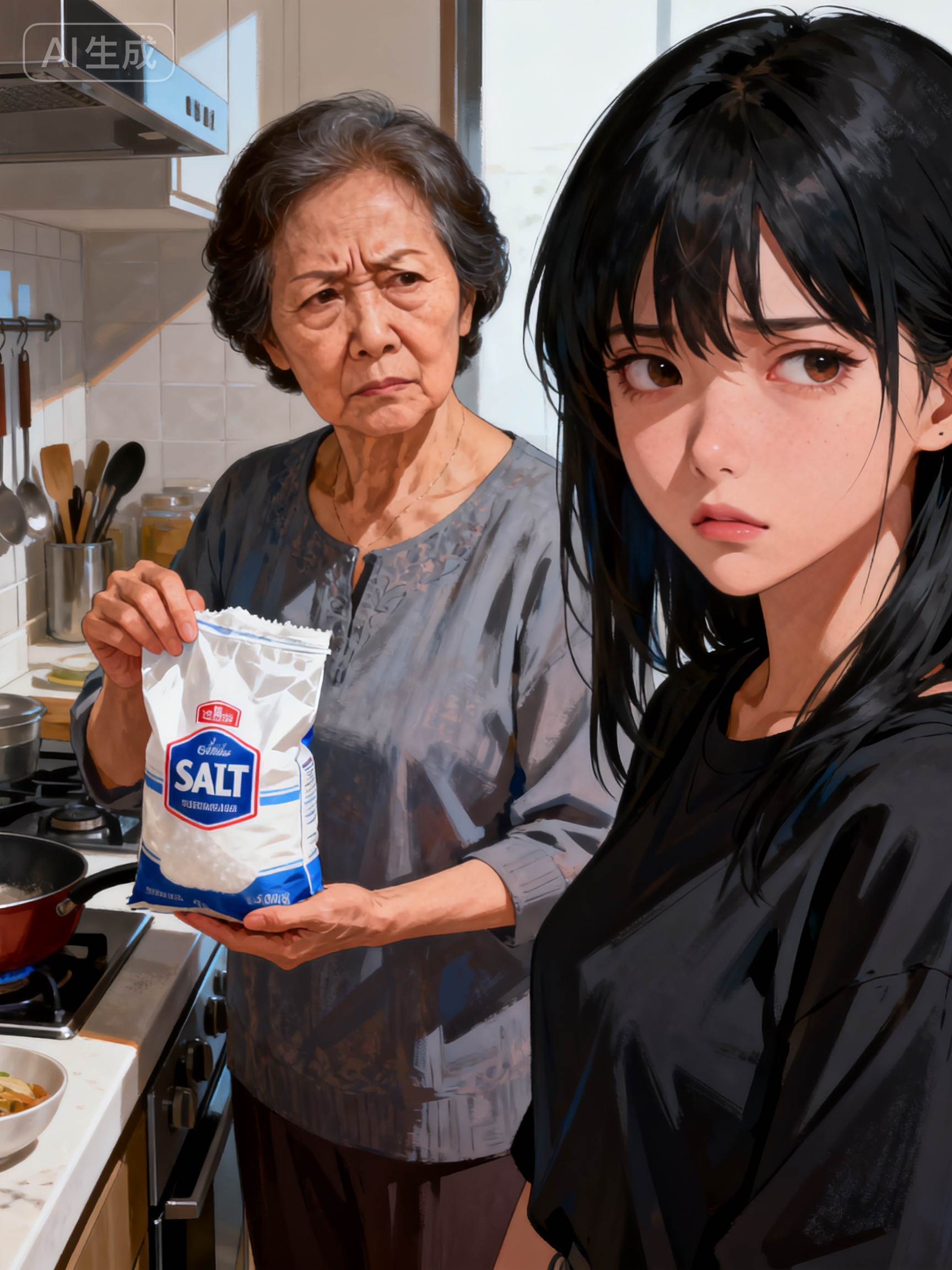 奶奶說鹽有氯化鈉，不能吃