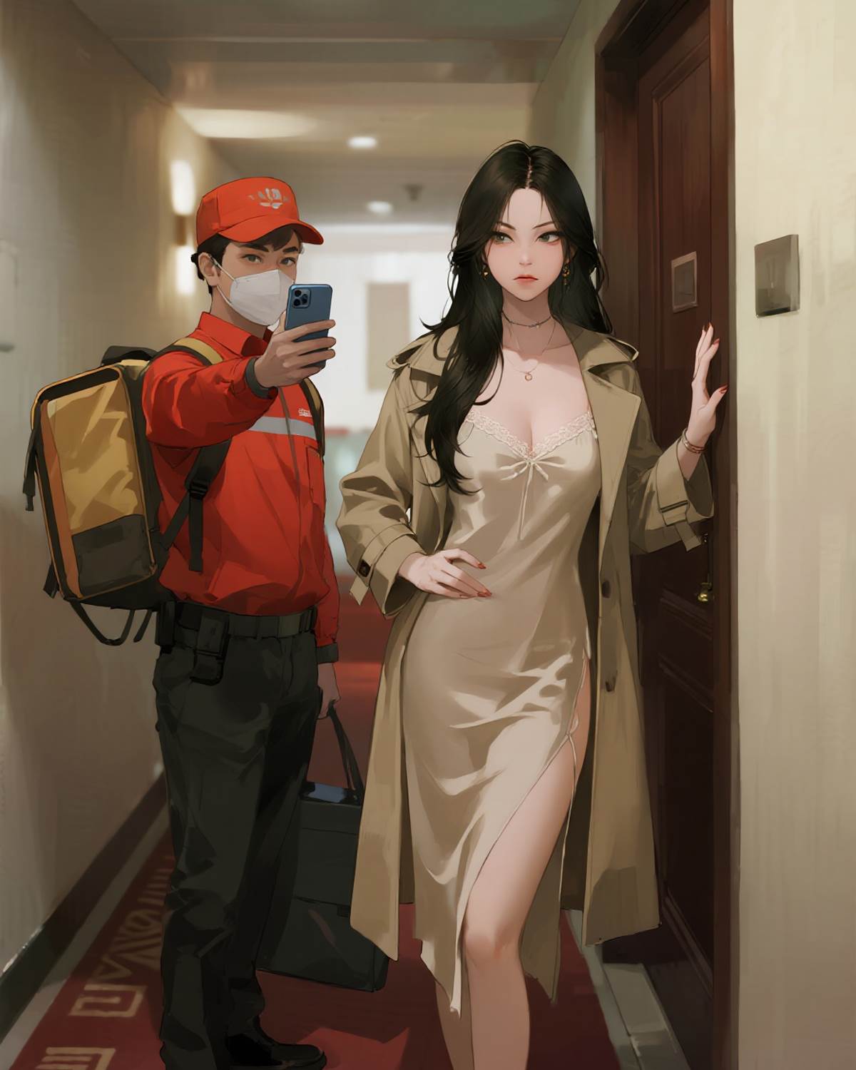 送外賣，被客人拉去踹門抓奸