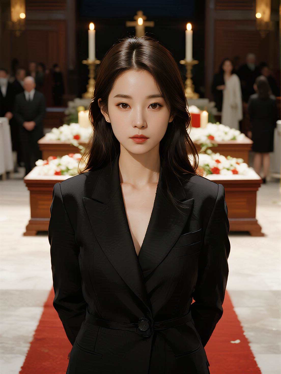 將老公和弟媳堵在棺材後